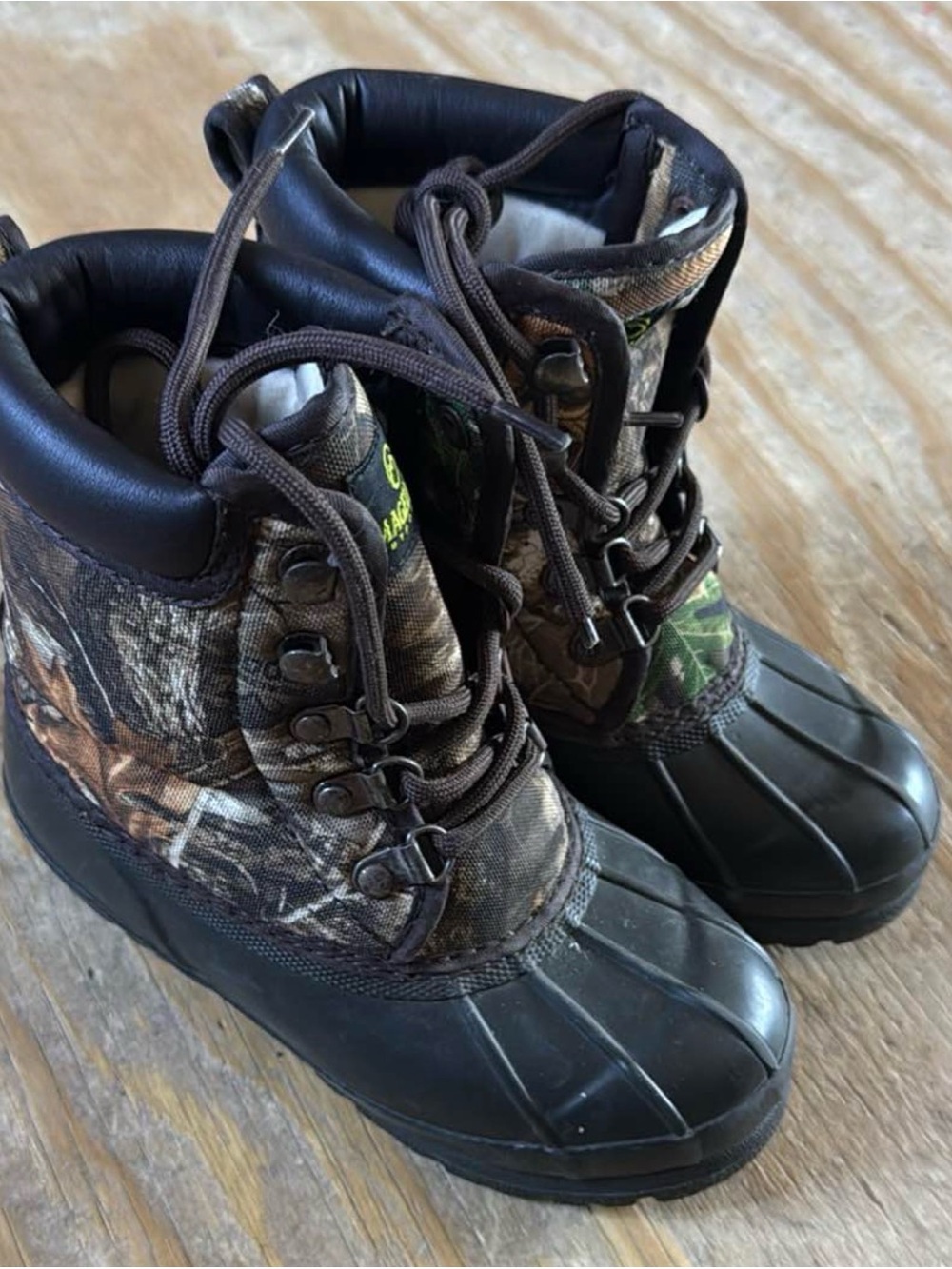 Kids Camo Brown Waterproof Winter Boots